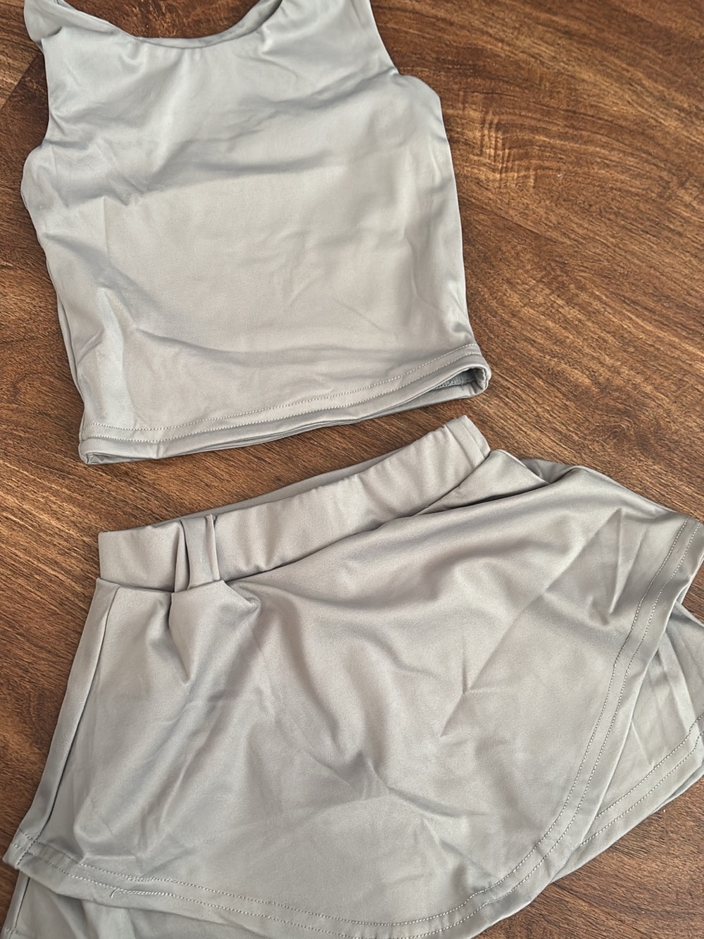 Girls Grey Active Skort Tank Athletic Set -